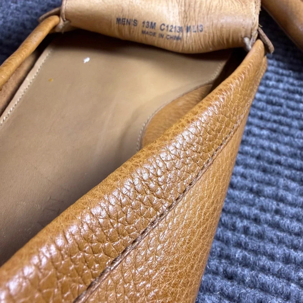 Cole Haan Grant Driver Mens 13M Tan Pebbled Leather Penny Loafers C12131